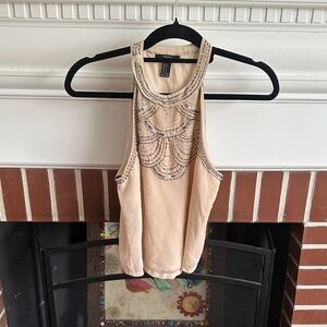 Forever 21 Tan Embellished Tank Top
